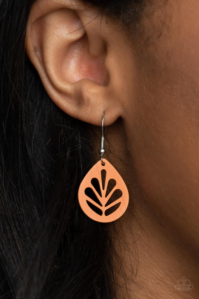 LEAF Yourself Wide Open - Orange Earring-Paparazzi