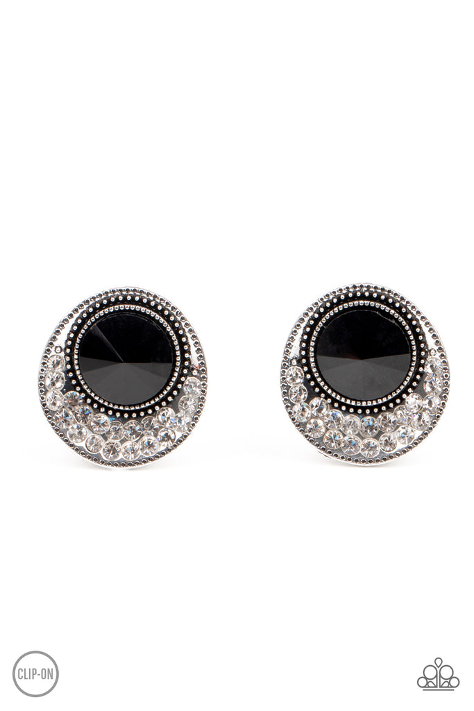Off The RICHER-Scale - Black Clip-On Earring-Paparazzi