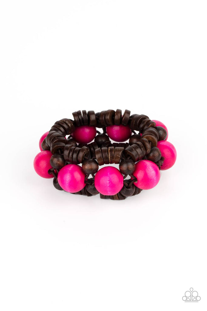 Tropical Temptations - Pink Wood Bracelet-Paparazzi - The Sassy Sparkle