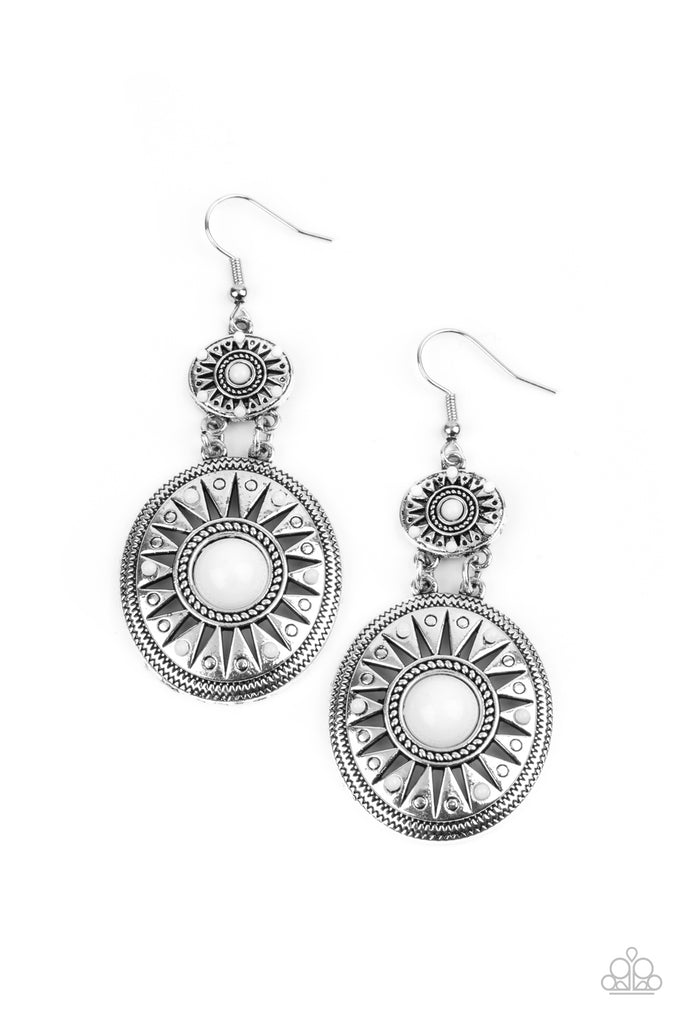 Temple of The Sun - White Paparazzi Earring - The Sassy Sparkle