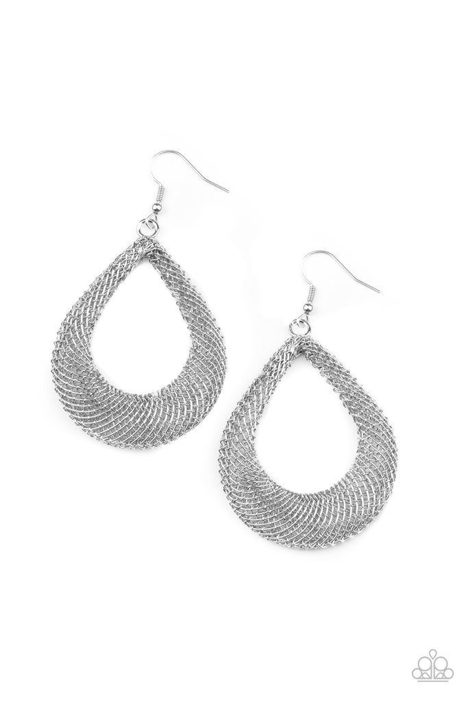 A Hot MESH - Silver-Paparazzi Earring - The Sassy Sparkle