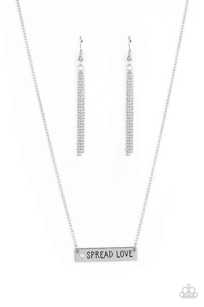 Spread Love - Silver Inspirational Necklace-Paparazzi