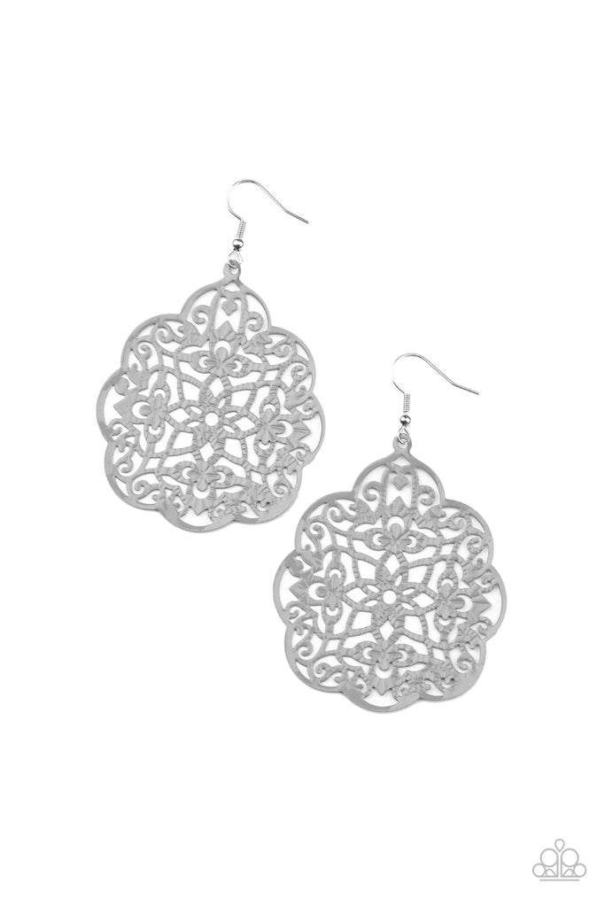 Mediterranean Eden - Silver Earring-Paparazzi - The Sassy Sparkle