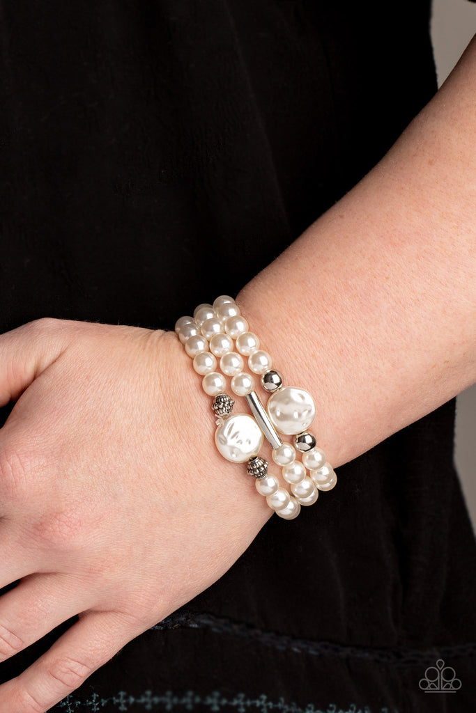 Exquisitely Elegant - White Bracelet Set -Paparazzi - The Sassy Sparkle