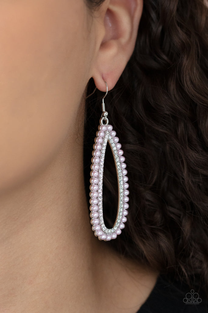 Glamorously Glowing - Pink Pearls Earring-Paparazzi