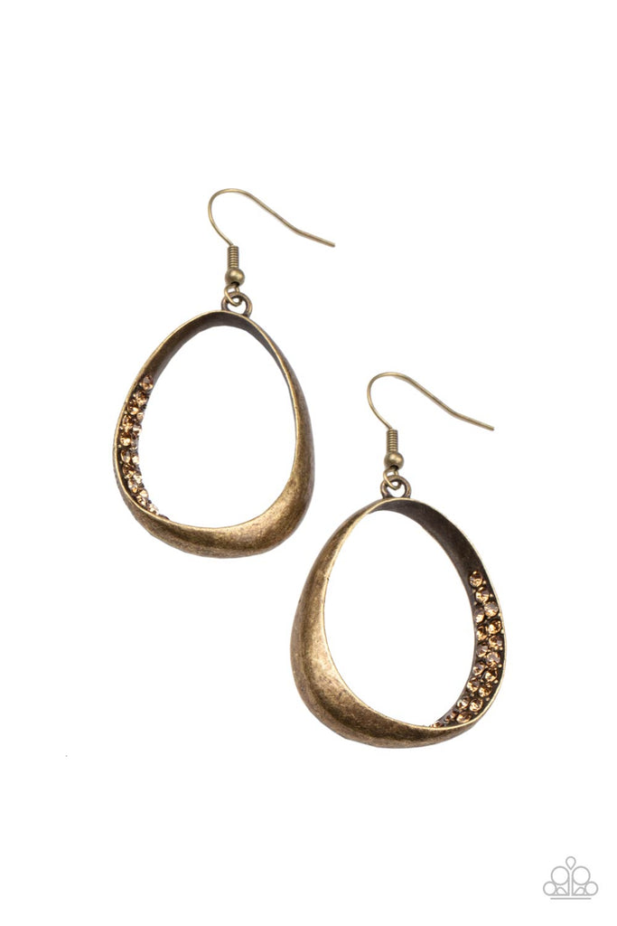 Fiercely Flauntable - Brass-Paparazzi Earring - The Sassy Sparkle