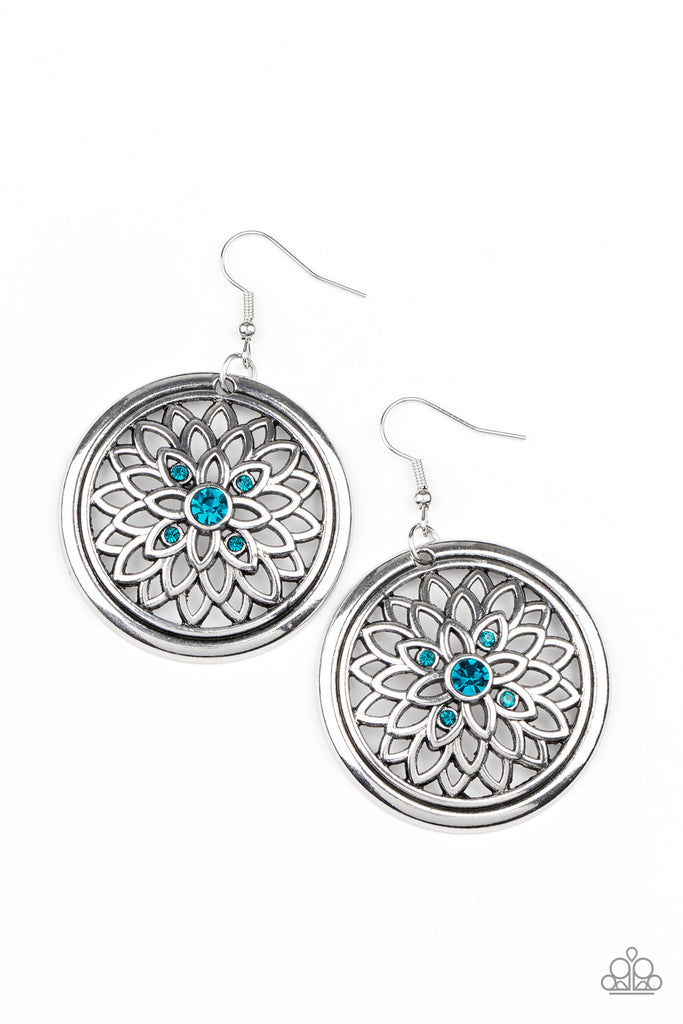 Mega Medallions - Blue Earring-Paparazzi