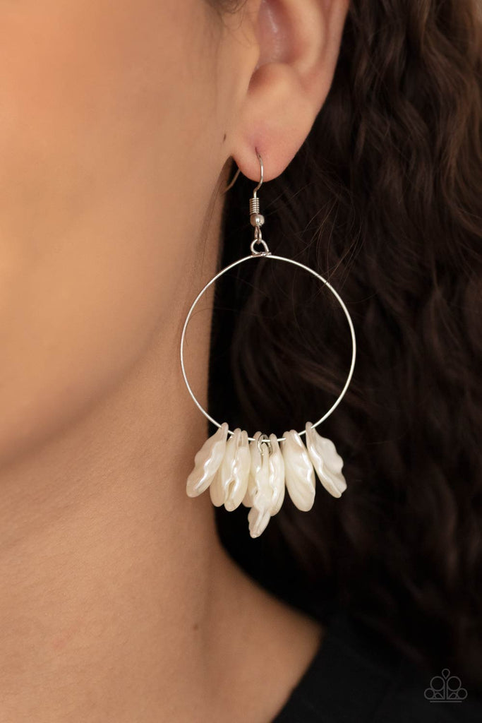 Sailboats and Seashells - White Earring-Paparazzi