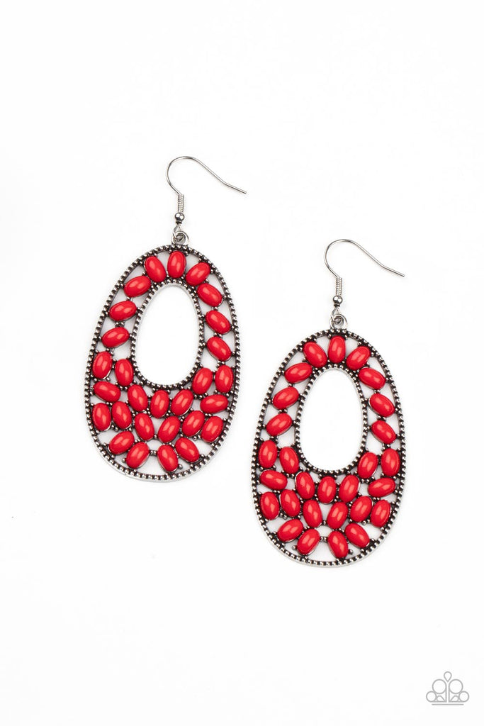 Beaded Shores - Red Earring-Paparazzi - The Sassy Sparkle