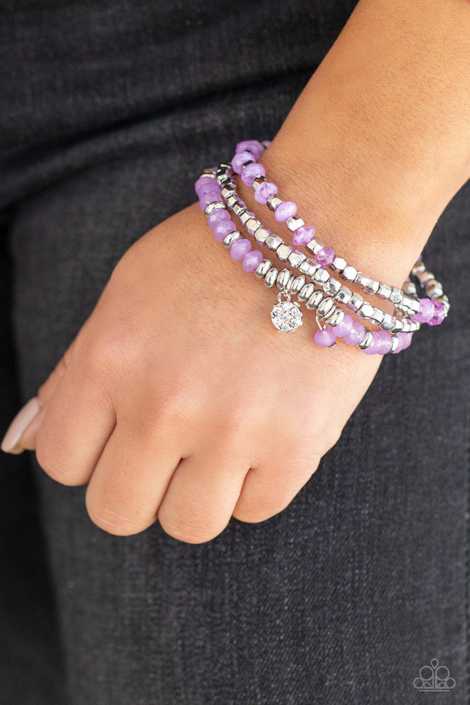 Glacial Glimmer - Purple Bracelet-Paparazzi