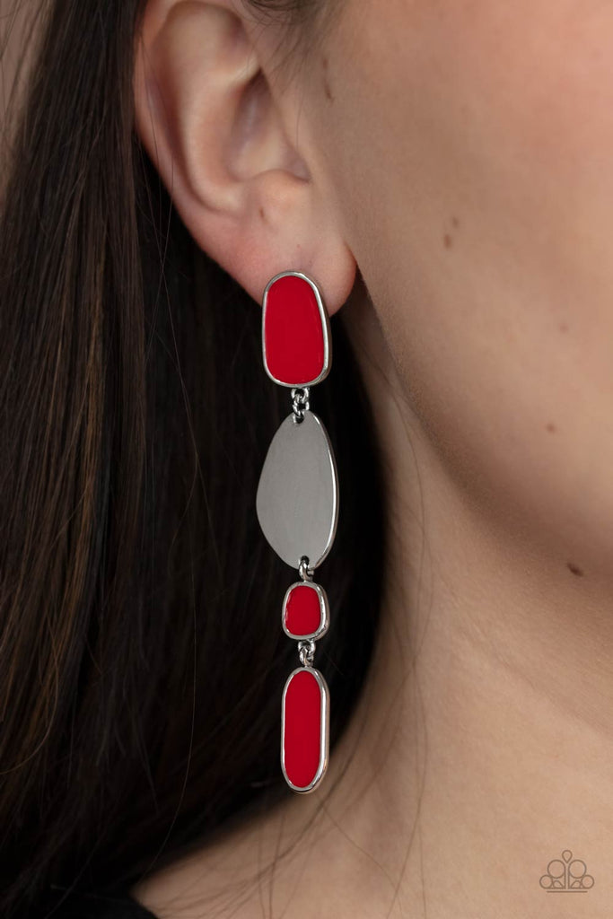 Deco By Design - Red Post Earring-Paparazzi