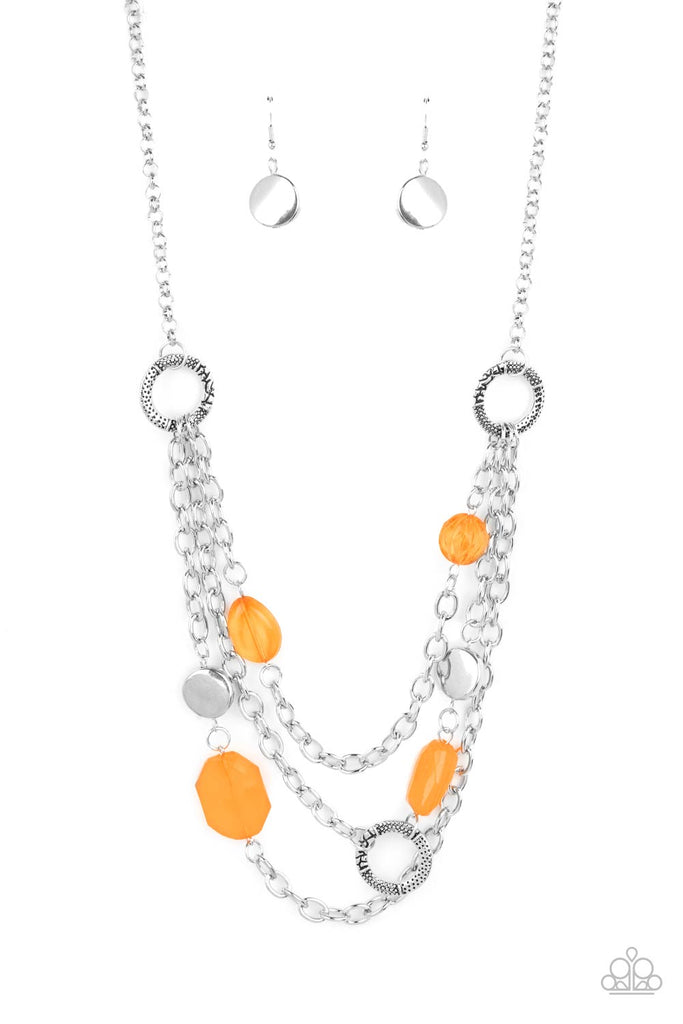 Oceanside Spa - Orange Necklace-Paparazzi - The Sassy Sparkle
