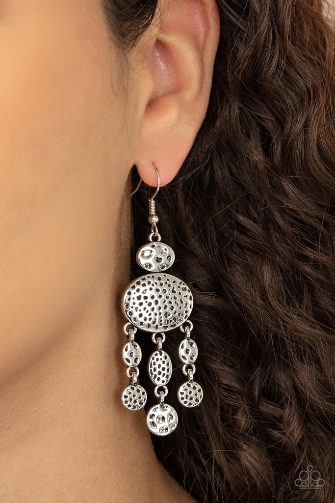 Get Your ARTIFACTS Straight - Silver-Paparazzi Earring - The Sassy Sparkle