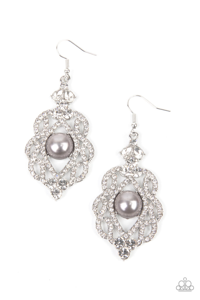 Rhinestone Renaissance - Silver Earring-Paparazzi - The Sassy Sparkle