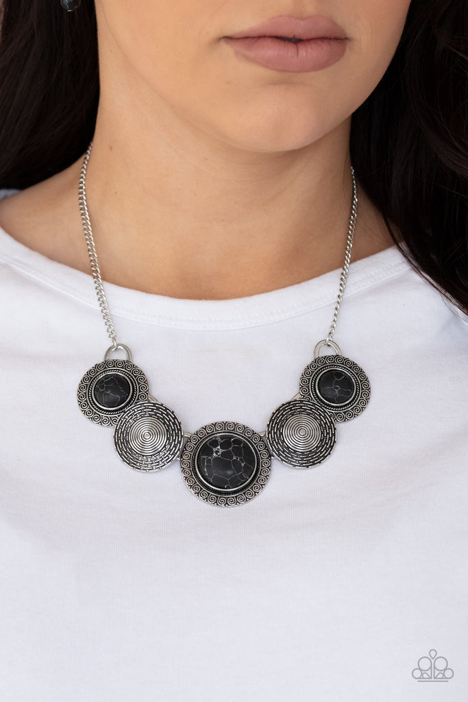 Canyon Cottage - Black Stone Necklace-Paparazzi