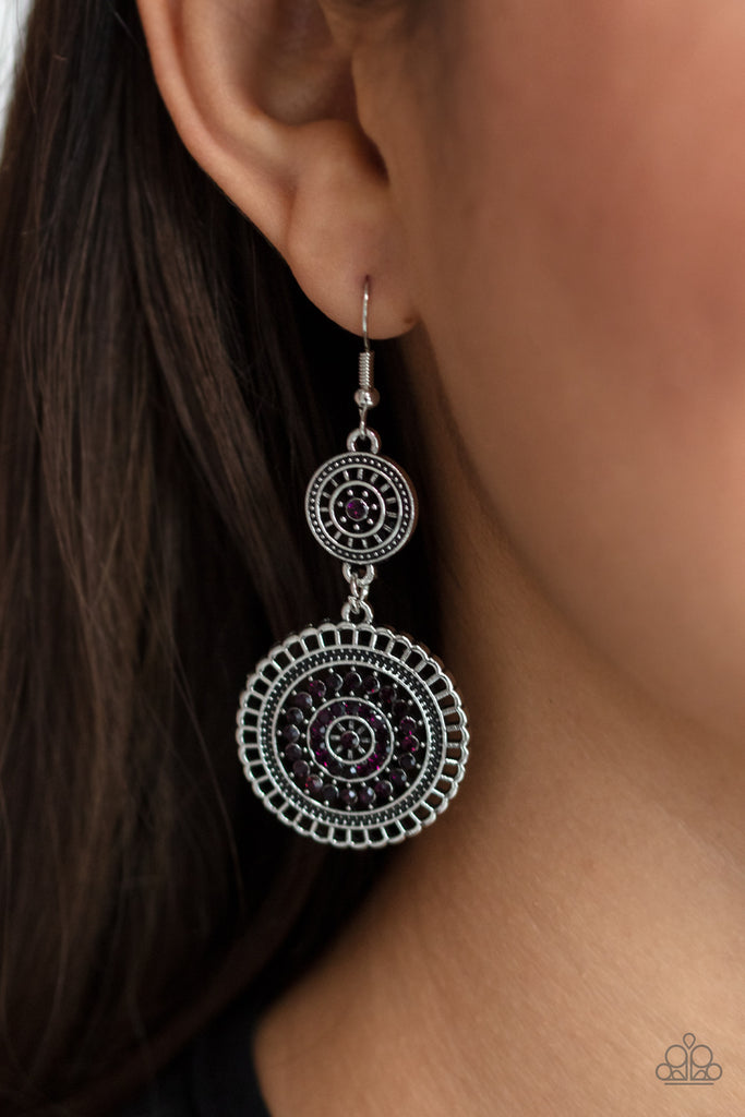 Bohemian Bedazzle - Purple Earring-Paparazzi