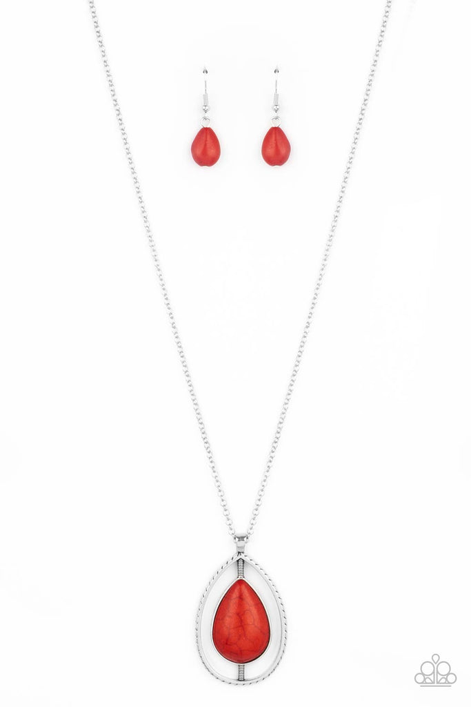 Here Today, PATAGONIA Tomorrow - Red Stone Necklace-Paparazzi