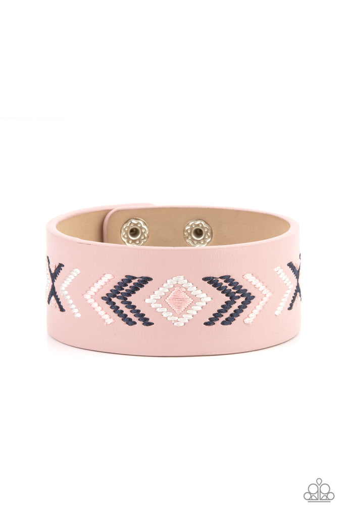 Cliff Glyphs - Pink Leather Urban Bracelet-Paparazzi