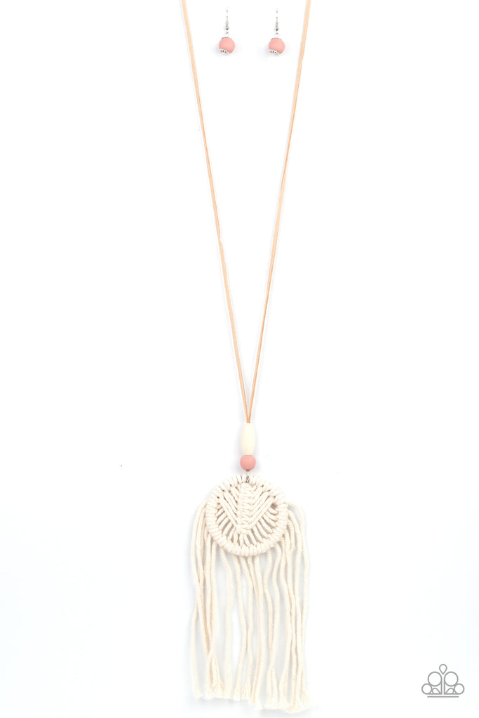 Desert Dreamscape - Pink Macramé Necklace-Paparazzi - The Sassy Sparkle