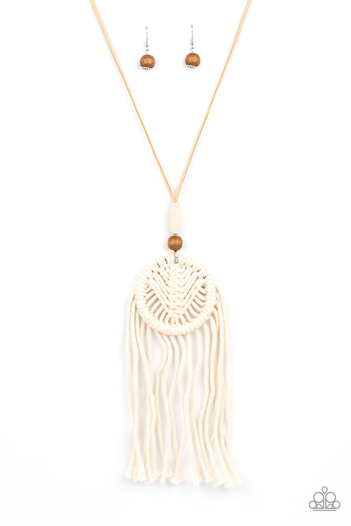 Desert Dreamscape - Brown Wood Macrame Necklace-Paparazzi