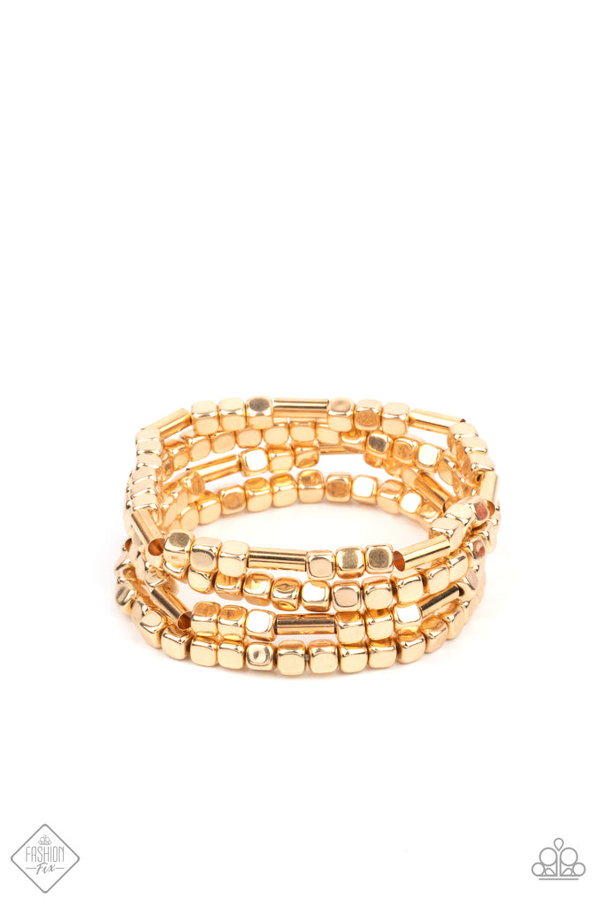 Metro Materials - Gold Bracelet Set-Paparazzi Jewelry - The Sassy Sparkle