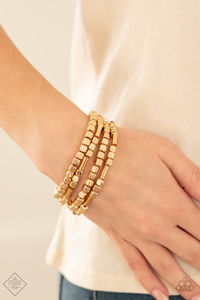 Metro Materials - Gold Bracelet Set-Paparazzi Jewelry - The Sassy Sparkle