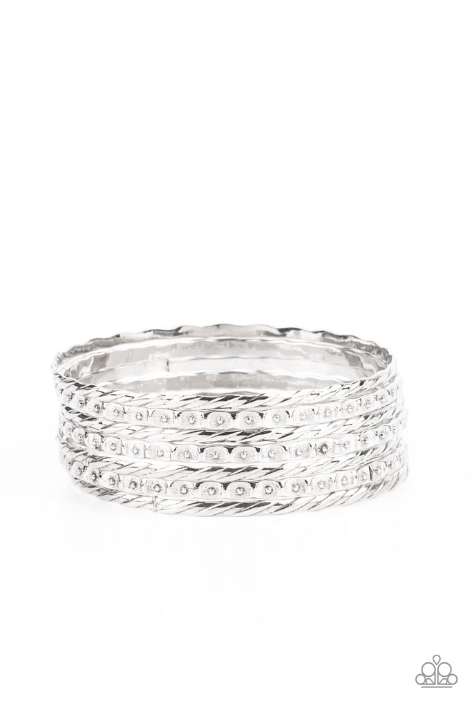 Back-To-Back Stacks - Silver Bracelet-Paparazzi