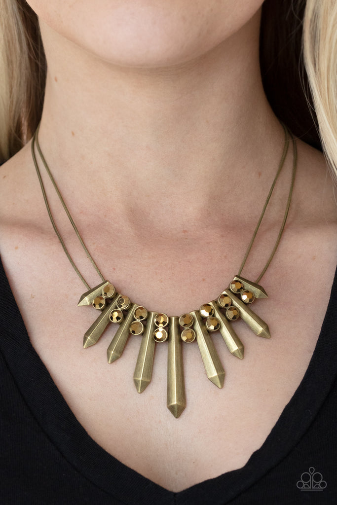 Dangerous Dazzle - Brass Necklace-Paparazzi