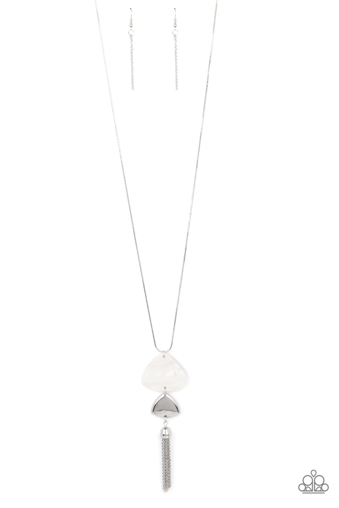 TIDE You Over - White Tassel Necklace-Paparazzi