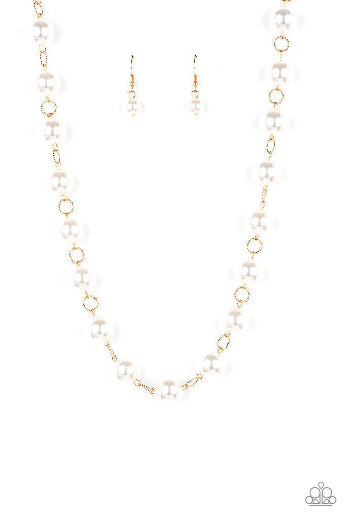 Ensconced in Elegance - Gold Necklace-Pearl-Paparazzi - The Sassy Sparkle