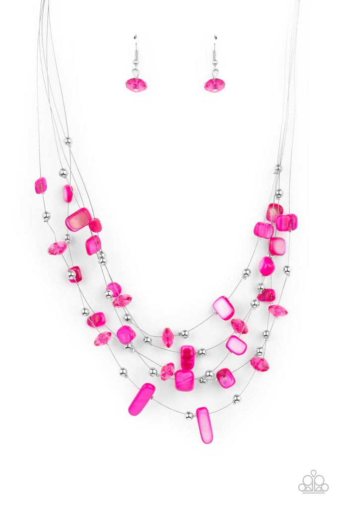 Prismatic Pebbles - Pink Necklace-Paparazzi