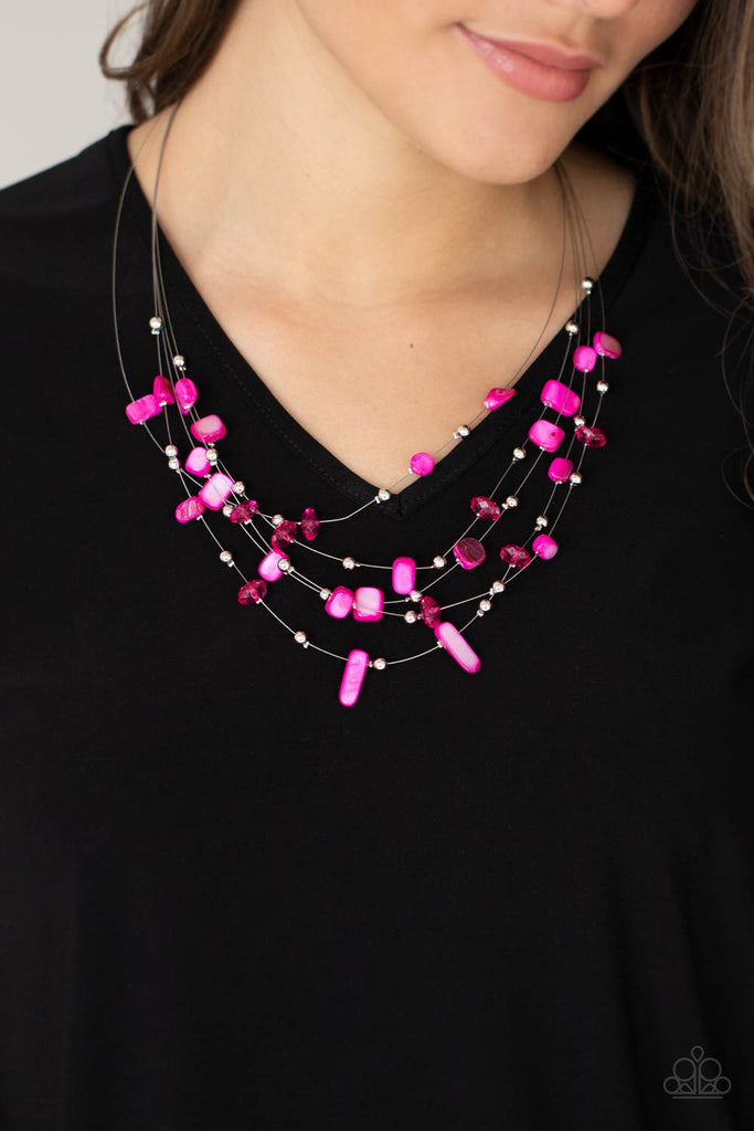 Prismatic Pebbles - Pink-Paparazzi Necklace - The Sassy Sparkle