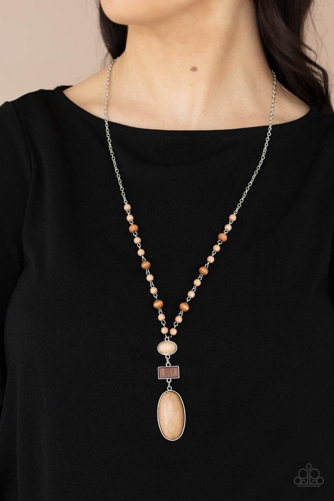 Naturally Essential - Brown Stone Necklace-Paparazzi