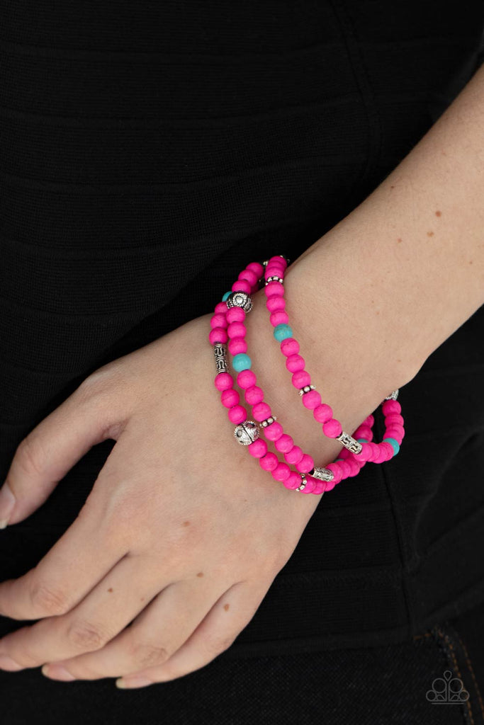 Desert Decorum - Pink Stone Bracelet-Paparazzi