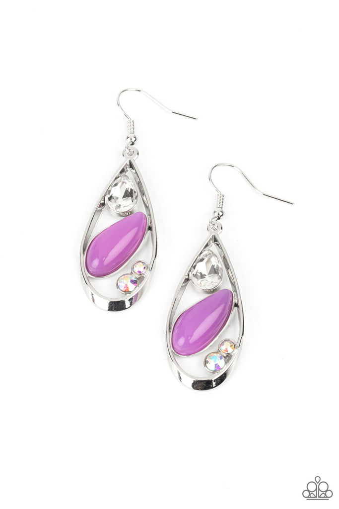 Harmonious Harbors - Purple Earring-Iridescent-Paparazzi - The Sassy Sparkle