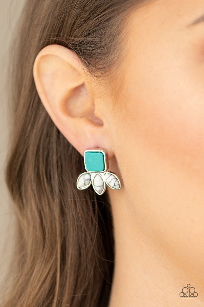 Hill Country Blossoms - Blue Stone Post Earring-Paparazzi