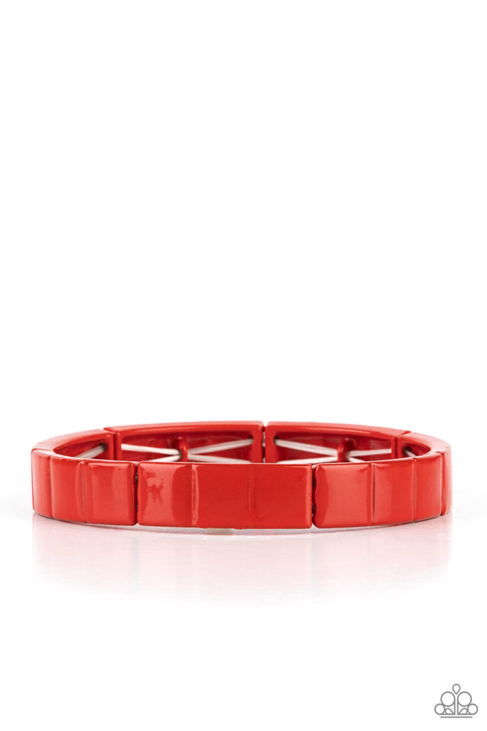 Material Movement - Red Bracelet-Paparazzi - The Sassy Sparkle