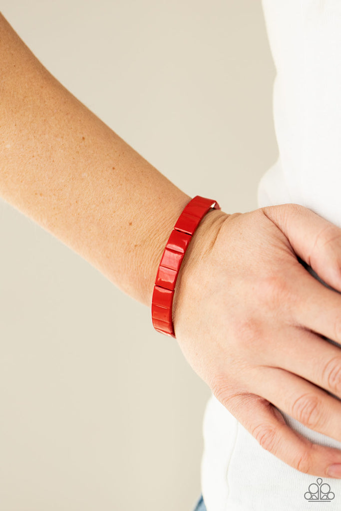 Material Movement - Red Bracelet-Paparazzi