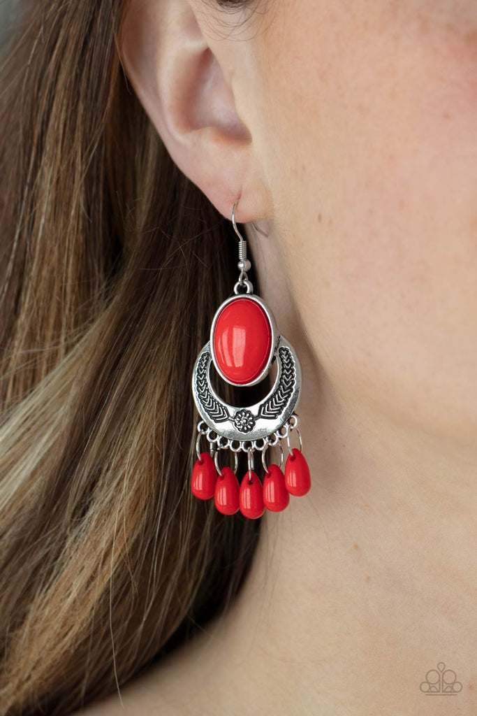 Prairie Flirt - Red Earring-Paparazzi