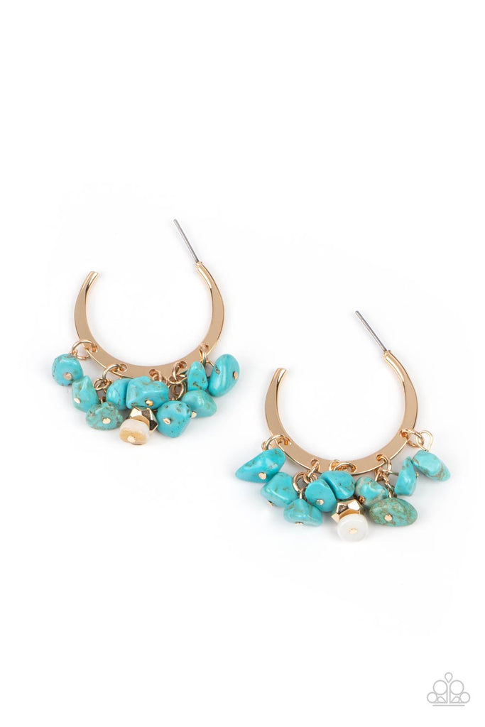 Gorgeously Grounding - Gold Stone Post Hoop Earring-Paparazzi