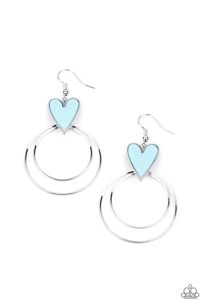Happily Ever Hearts - Blue Earring-Paparazzi - The Sassy Sparkle