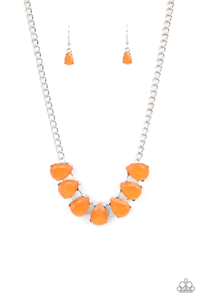 Above The Clouds - Orange Necklace-Paparazzi