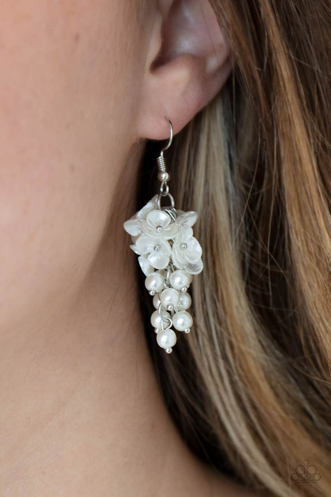 Bountiful Bouquets - White Earring-Paparazzi