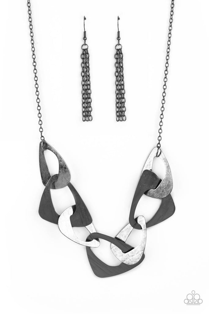 Guide To The Galaxy - Black Gunmetal Necklace-Paparazzi
