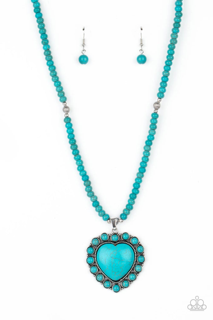 A Heart Of Stone - Blue Necklace-Stone-Paparazzi - The Sassy Sparkle