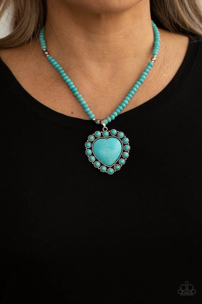 A Heart Of Stone - Blue Necklace-Stone-Paparazzi - The Sassy Sparkle