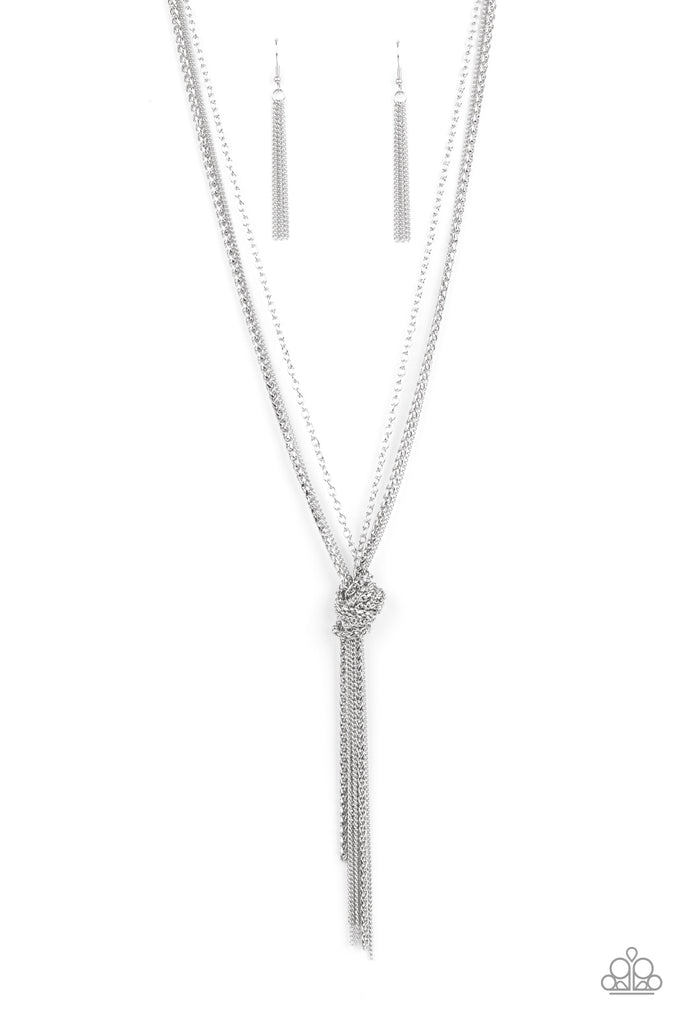 KNOT All There - Silver Necklace-Paparazzi