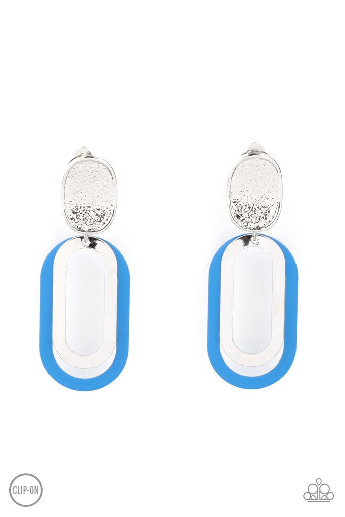 Melrose Mystery - Blue Clip-On Earring-Paparazzi
