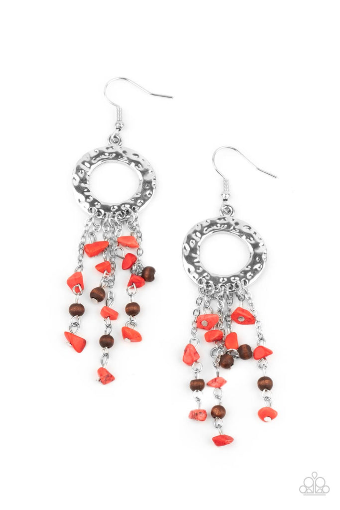 Primal Prestige - Red Earring-Paparazzi - The Sassy Sparkle