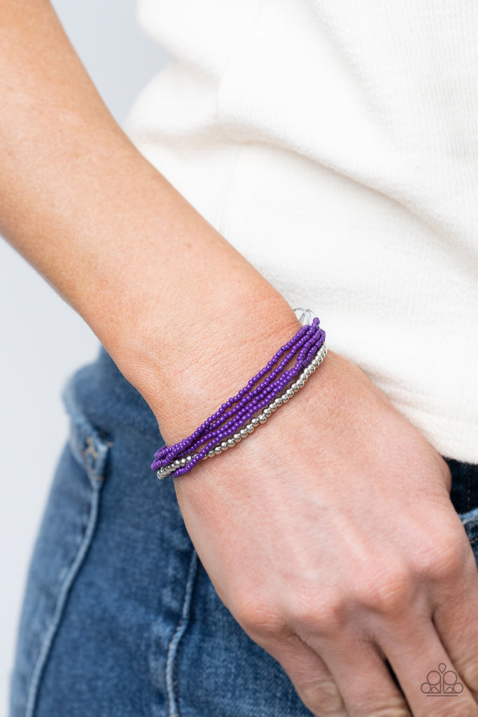 All Beaded Up - Purple Bracelet-Paparazzi